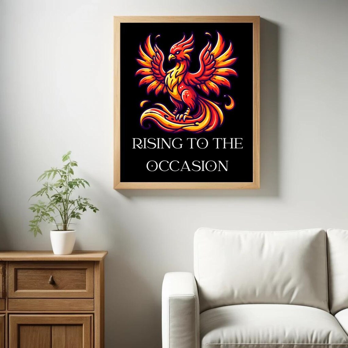 Rising To The Occasion Phoenix Fire Bird Inspirational Black Poster - Image 2