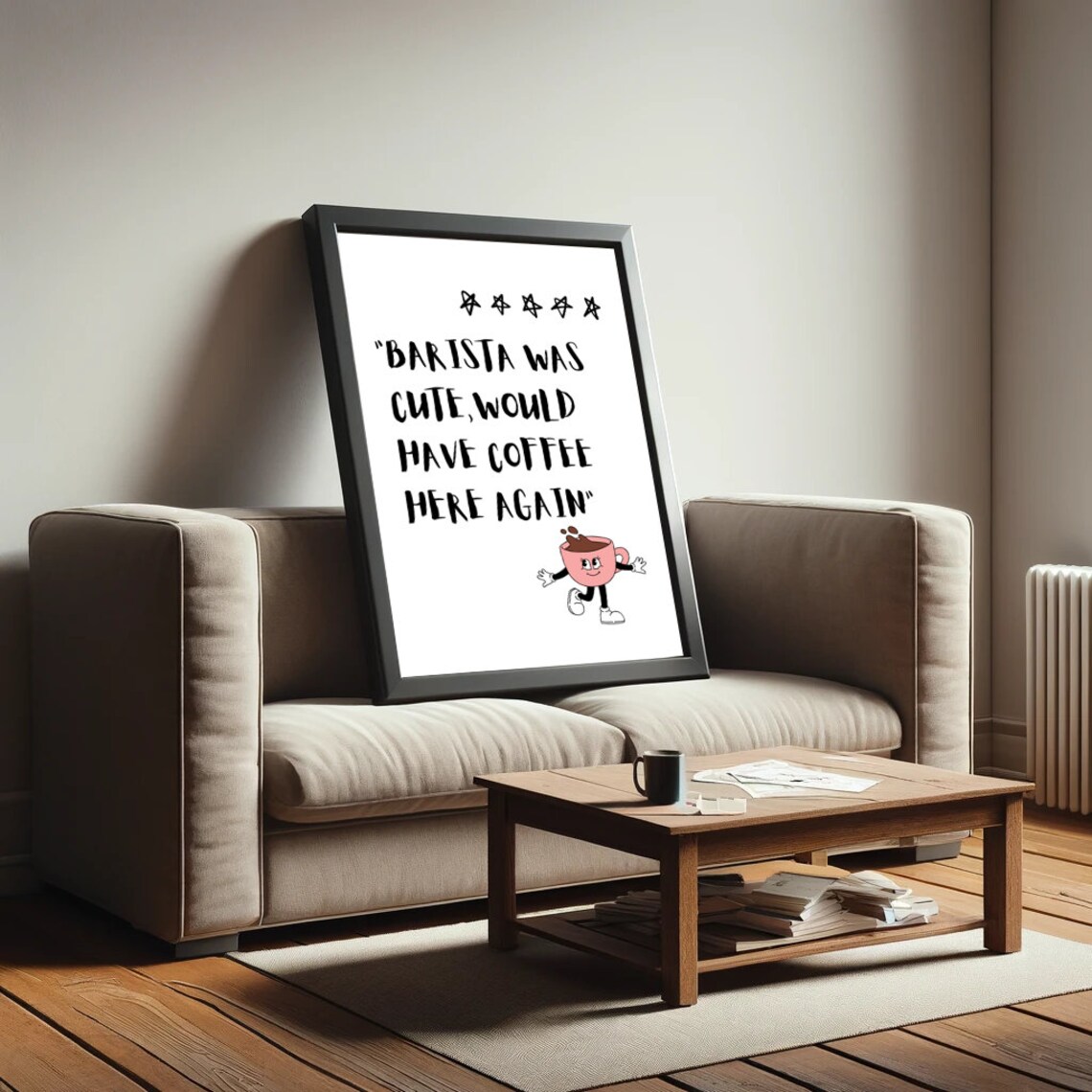Cute Coffee Retro Style Art Print for Kitchen Cafe