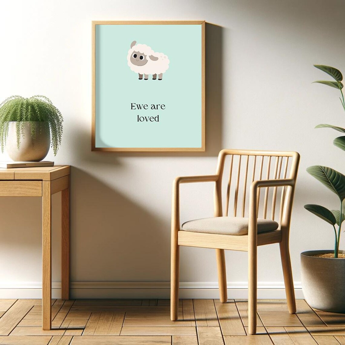 Ewe Are Loved Poster Cute Sheep Affirmation Print Nursery Decor - Image 2