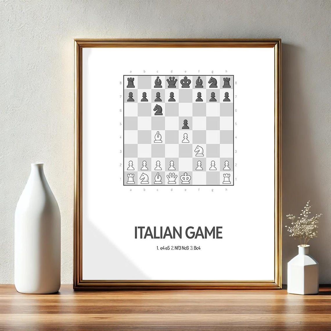 Italian Game Chess Opening Diagram Classic Strategy Art Poster
