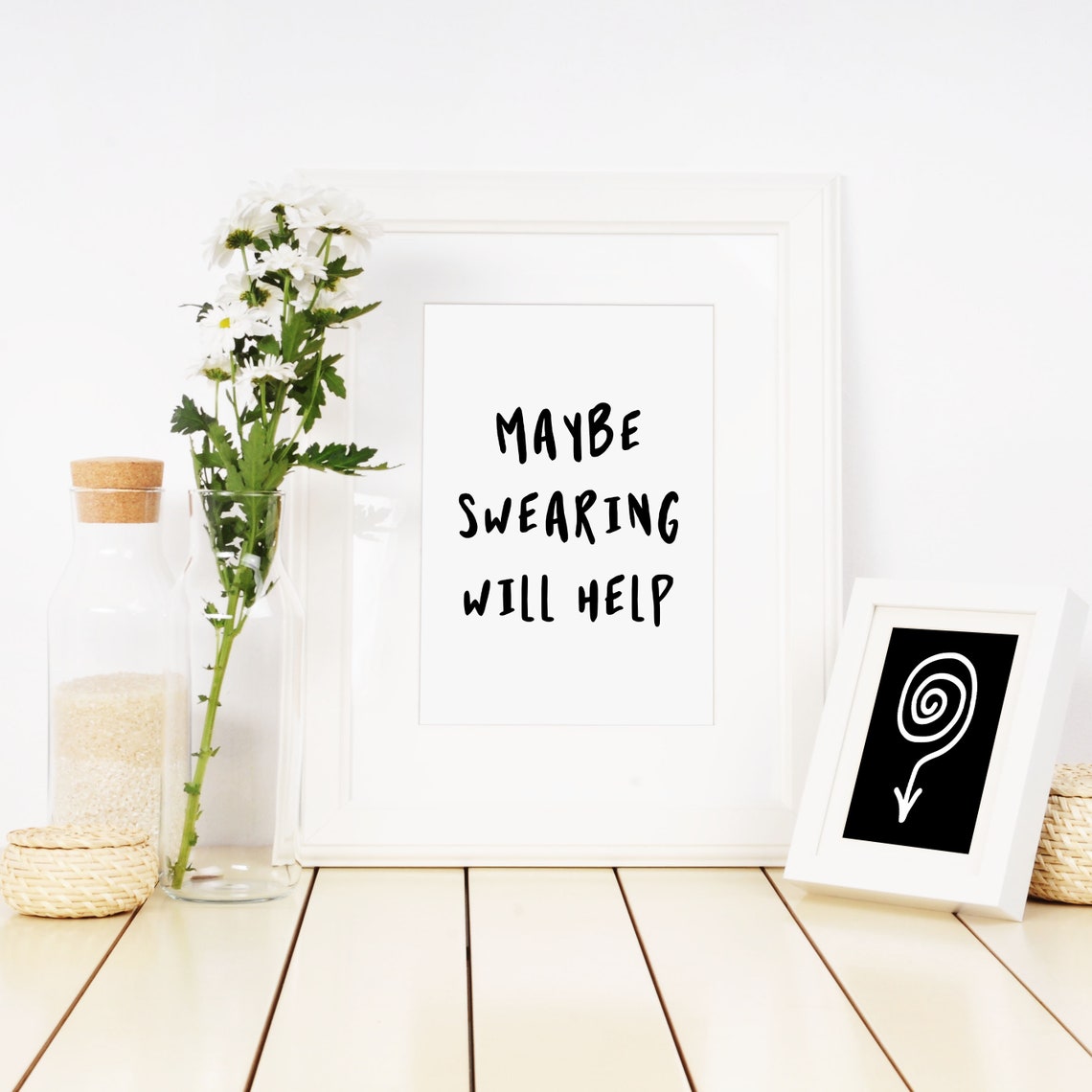 Maybe Swearing Will Help Funny Sarcastic Quote Poster Humor Wall Decor - Image 2