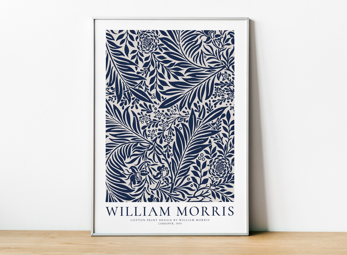 William Morris Exhibition Poster, Larkspur Pattern