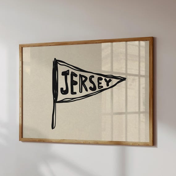 New Jersey Pennant Retro Travel Poster Art Print