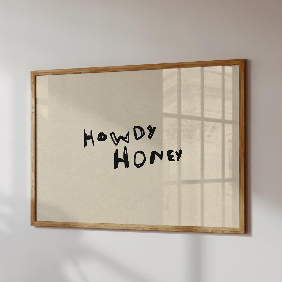 Howdy Honey Handwritten Western Greeting Typography Quote Wall Art