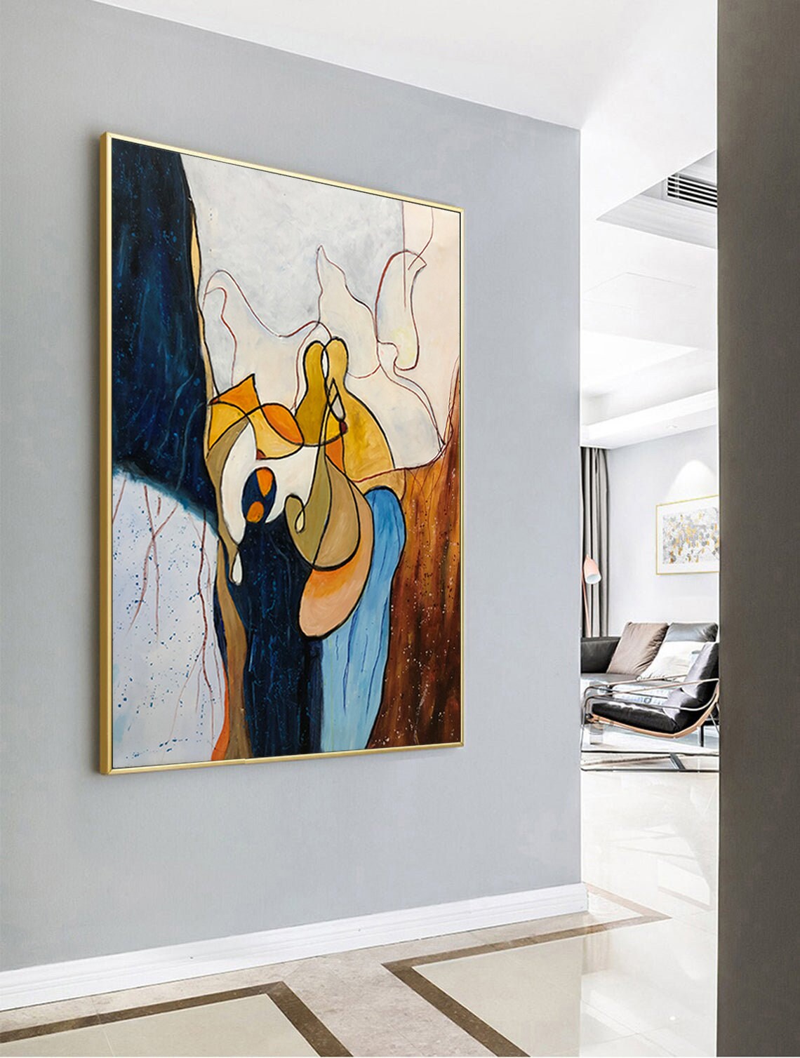 Abstract Love Painting, Minimalist Gold Bronze Art Print - Image 4