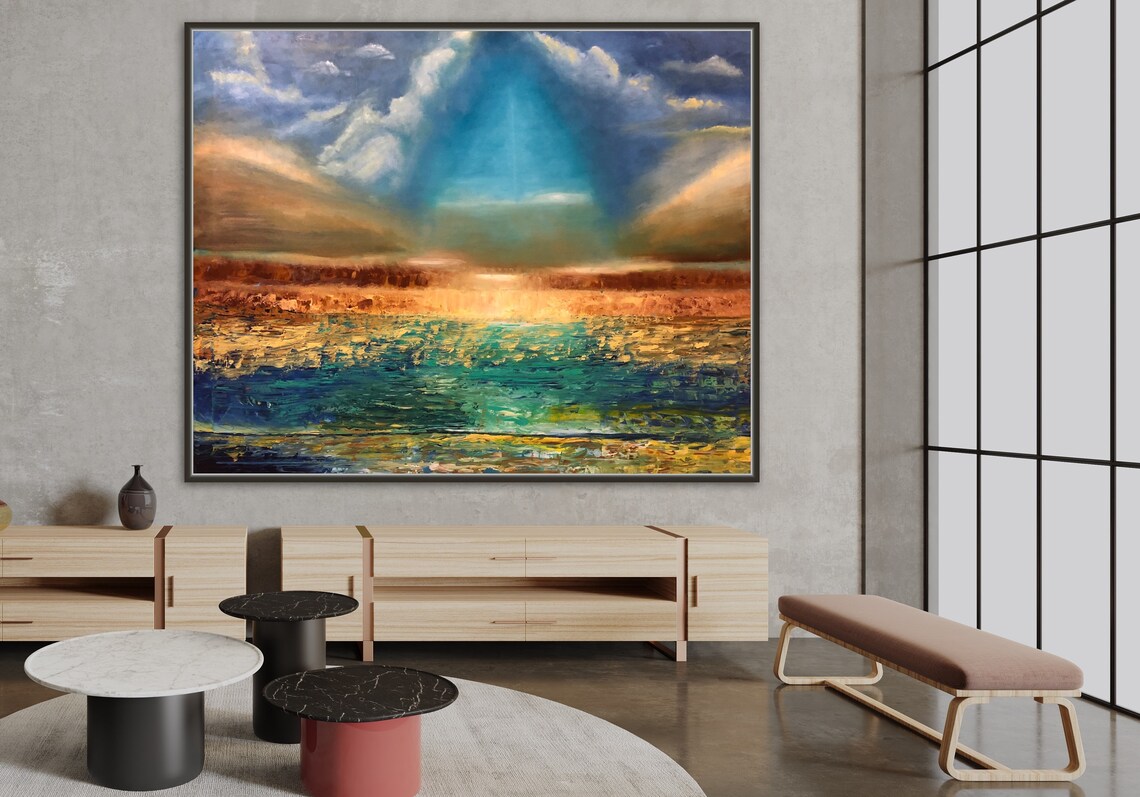 Abstract Blue Ocean Water Oil Painting Art Print