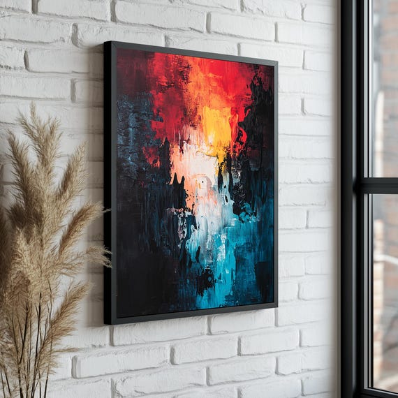 Abstract Wall Art Modern Large Acrylic Painting Style Bold Colorful Textured Artwork For Living Room Office Or Bedroom Decor