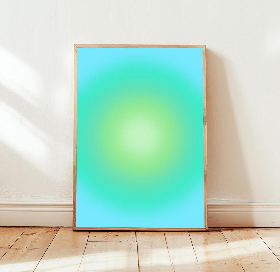 Turquoise Green Aura Gradient Glow Abstract Minimalist Poster