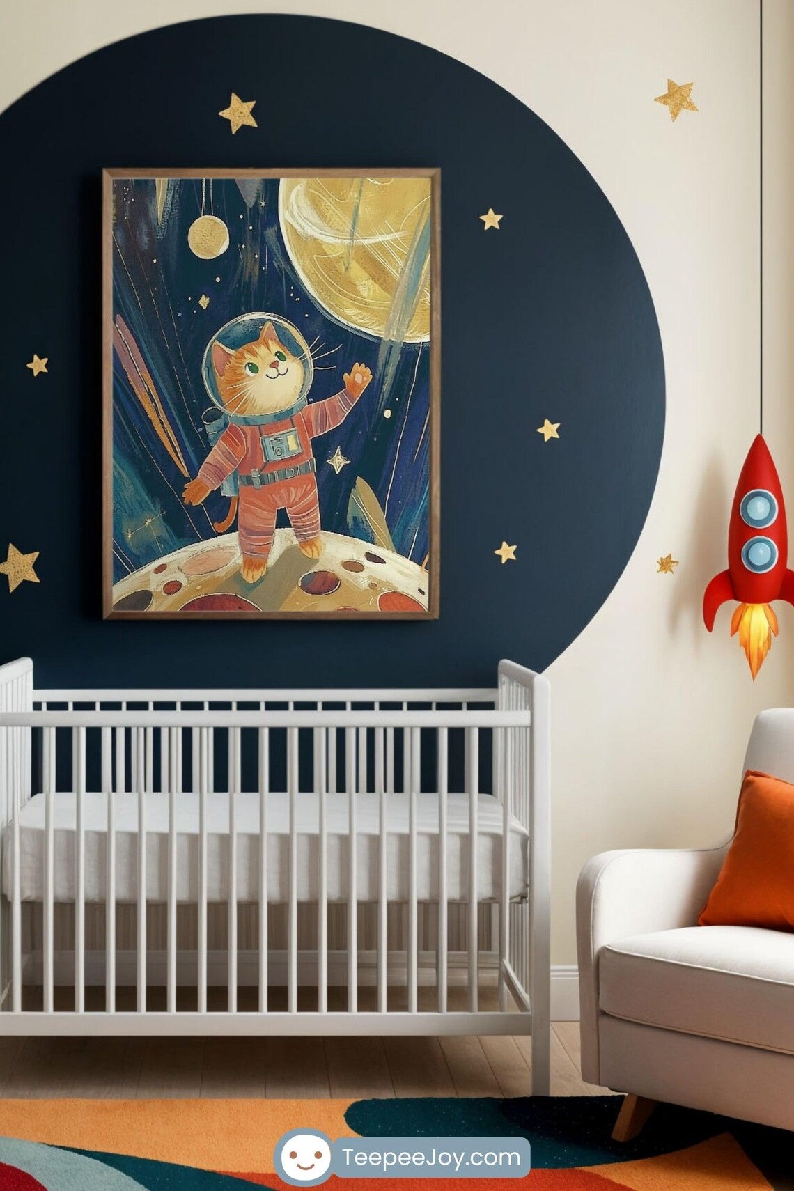 Space Cat, Whimsical Astronaut Cat Nursery Decor - Image 3