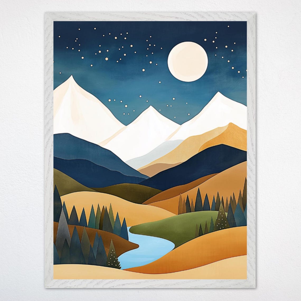 Mountain Nursery Wall Art Abstract Mountain Gender Neutral Kids Room Decor Nature Inspired Framed Poster Whimsical Nursery Art