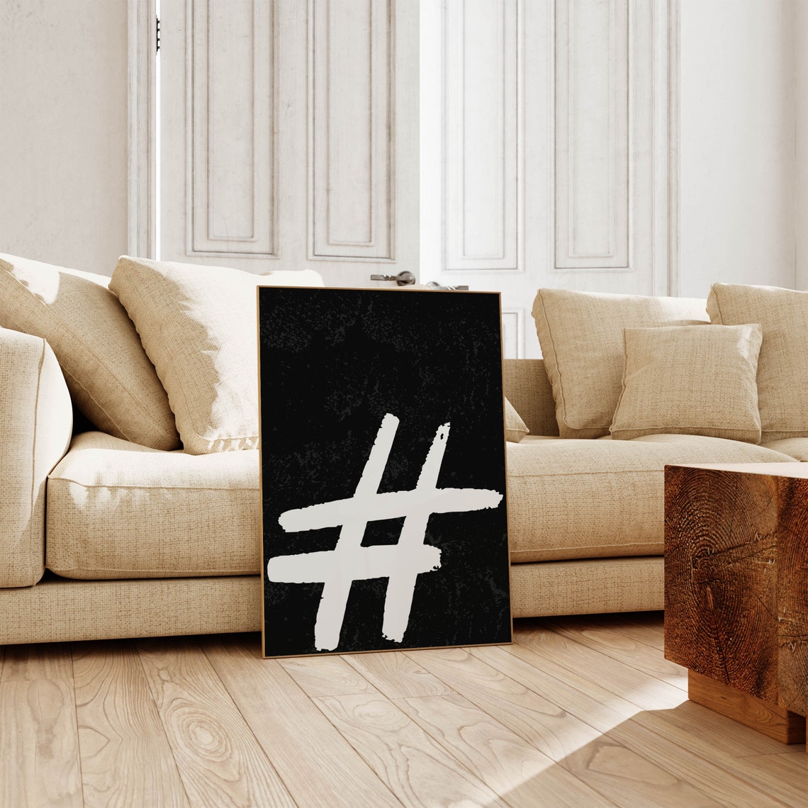 Hashtag Symbol Black and White Modern Abstract Minimalist Poster - Image 5