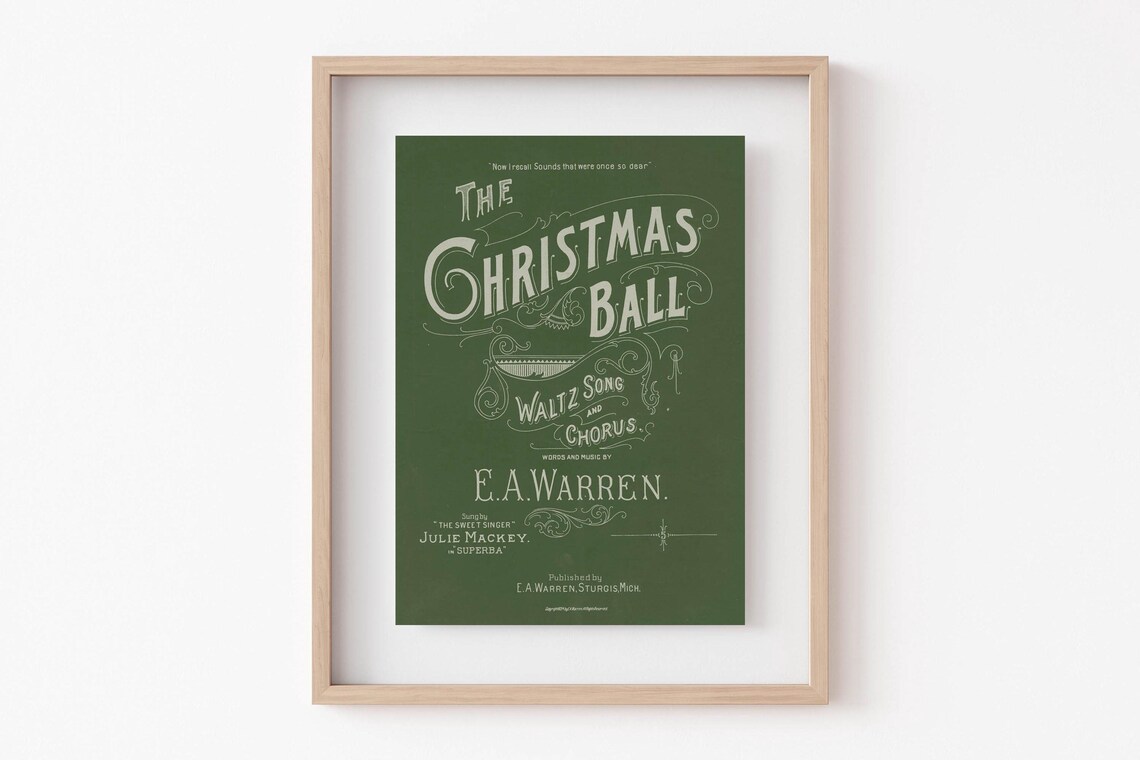 The Christmas Ball Waltz Green Vintage Sheet Music Poster Cover - Image 4