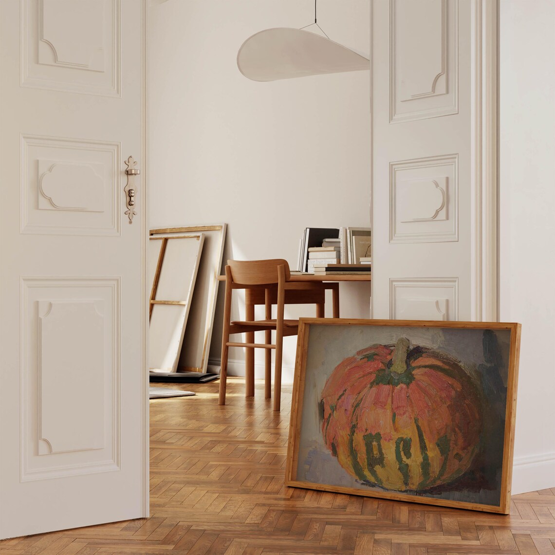 Pumpkin Oil Painting Fall Autumn Harvest Impressionist Rustic Wall Poster - Image 3