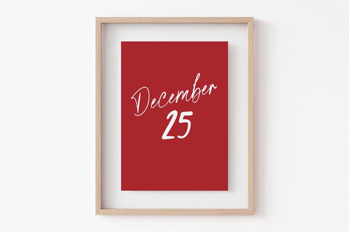 Festive December 25 Red Script Christmas Holiday Quote Poster - Image 5