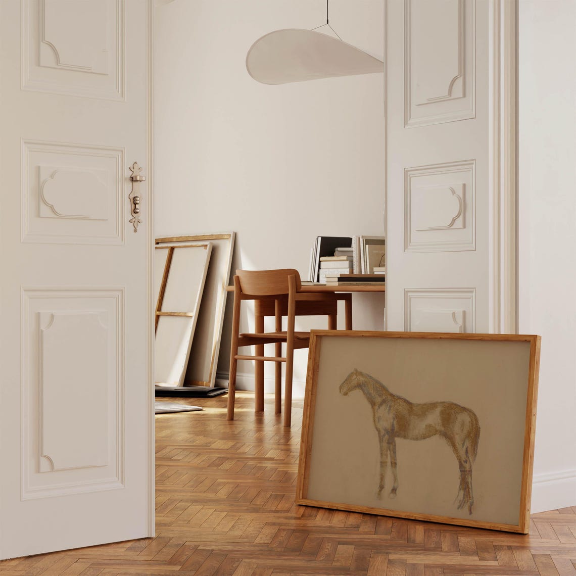 Antique Horse Sketch Neutral Pastel Equestrian Farmhouse Art Poster - Image 2