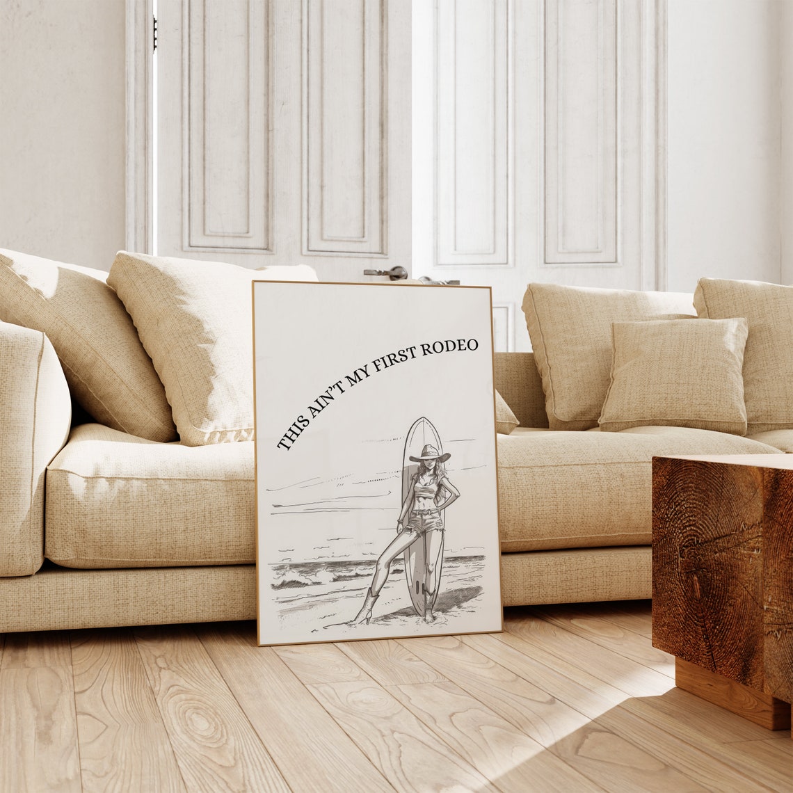 This Aint My First Rodeo Coastal Cowgirl Surfer Sketch Poster - Image 5