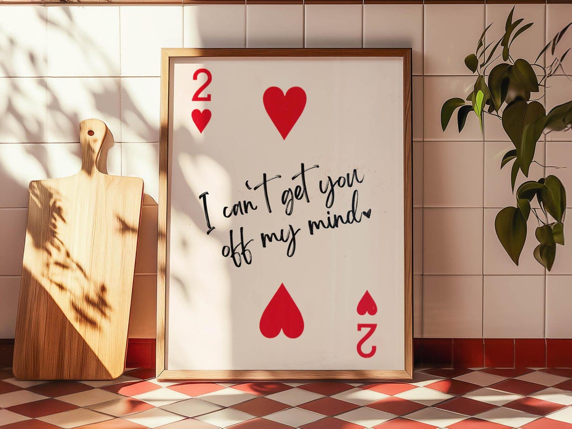 Two of Hearts Playing Card I Cant Get You Off My Mind Love Poster - Image 5