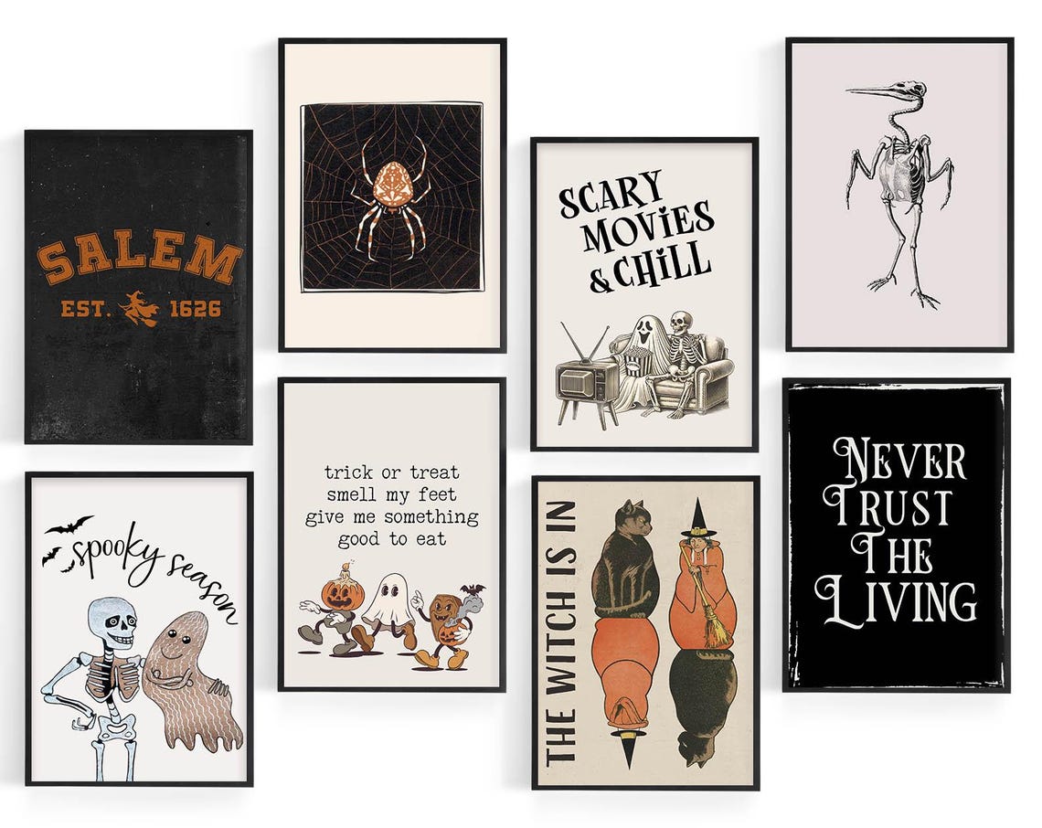 Halloween Gallery Wall Set Of Eight Spooky Art Collection Print - Image 6