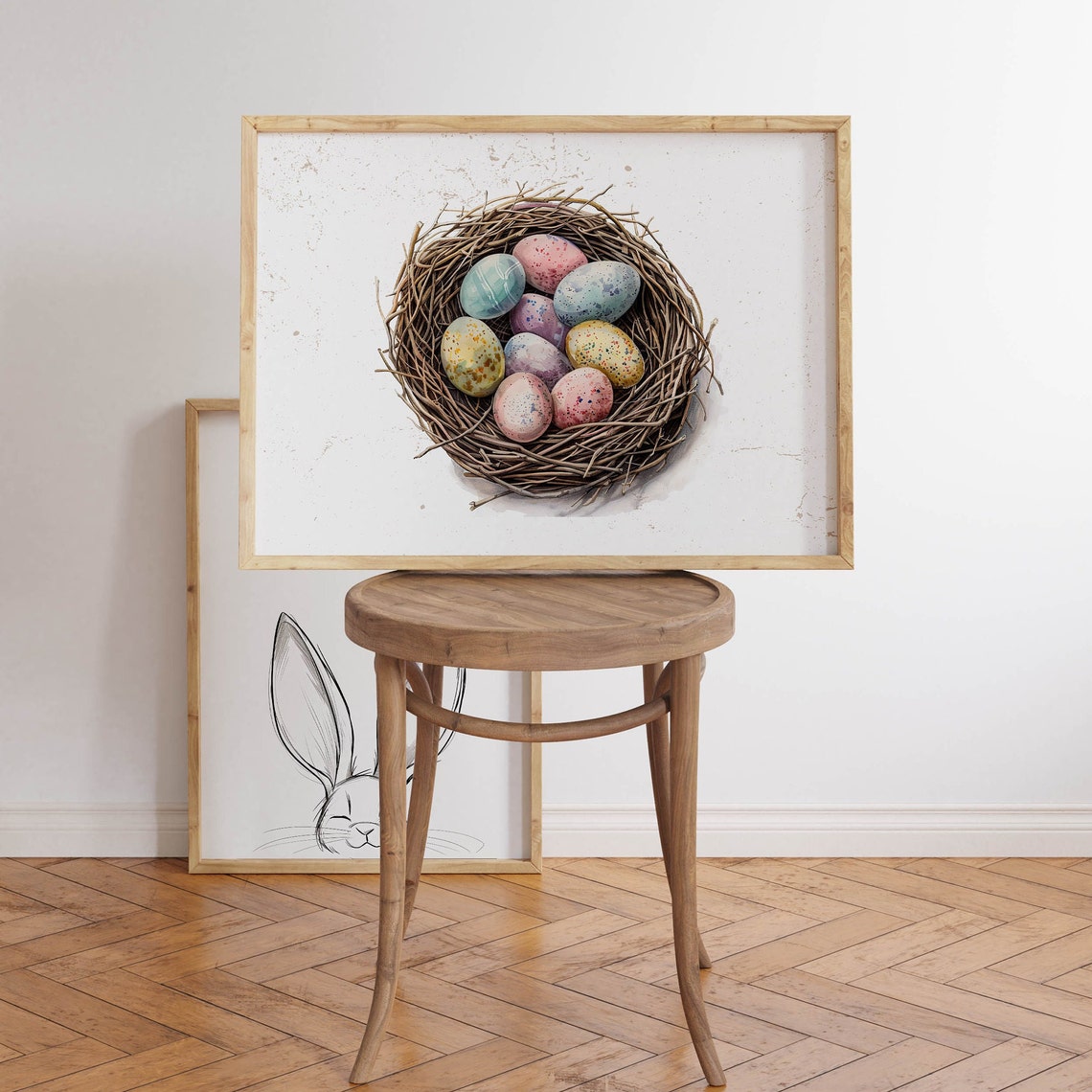 Charming Watercolor Easter Eggs Nest Pastel Spring Art Poster - Image 6