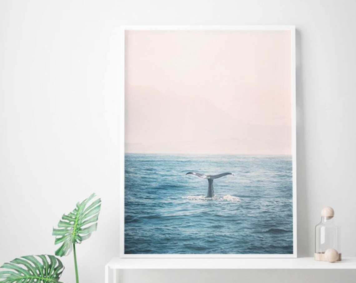 Whale Print Ocean Wall Art, Beach Nature Photo - Image 3