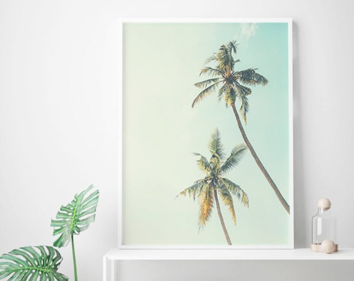 Palm Trees Pastel Photography Coastal Summer Beach House Art Print