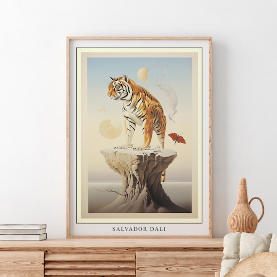 Salvador Dali Tiger Art Print Surreal Art Print Animal Poster