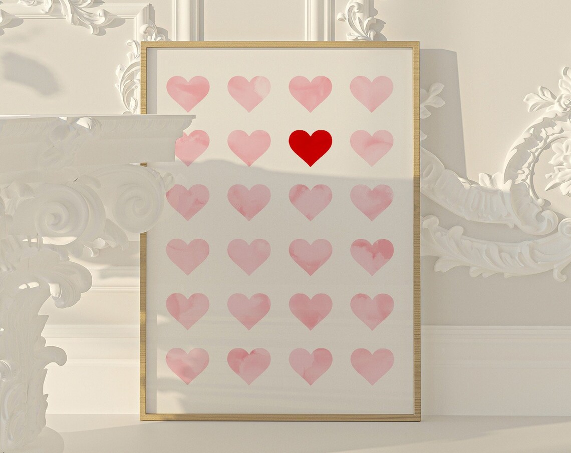 Hearts Valentine’s Day Decor Minimalist Wall Art