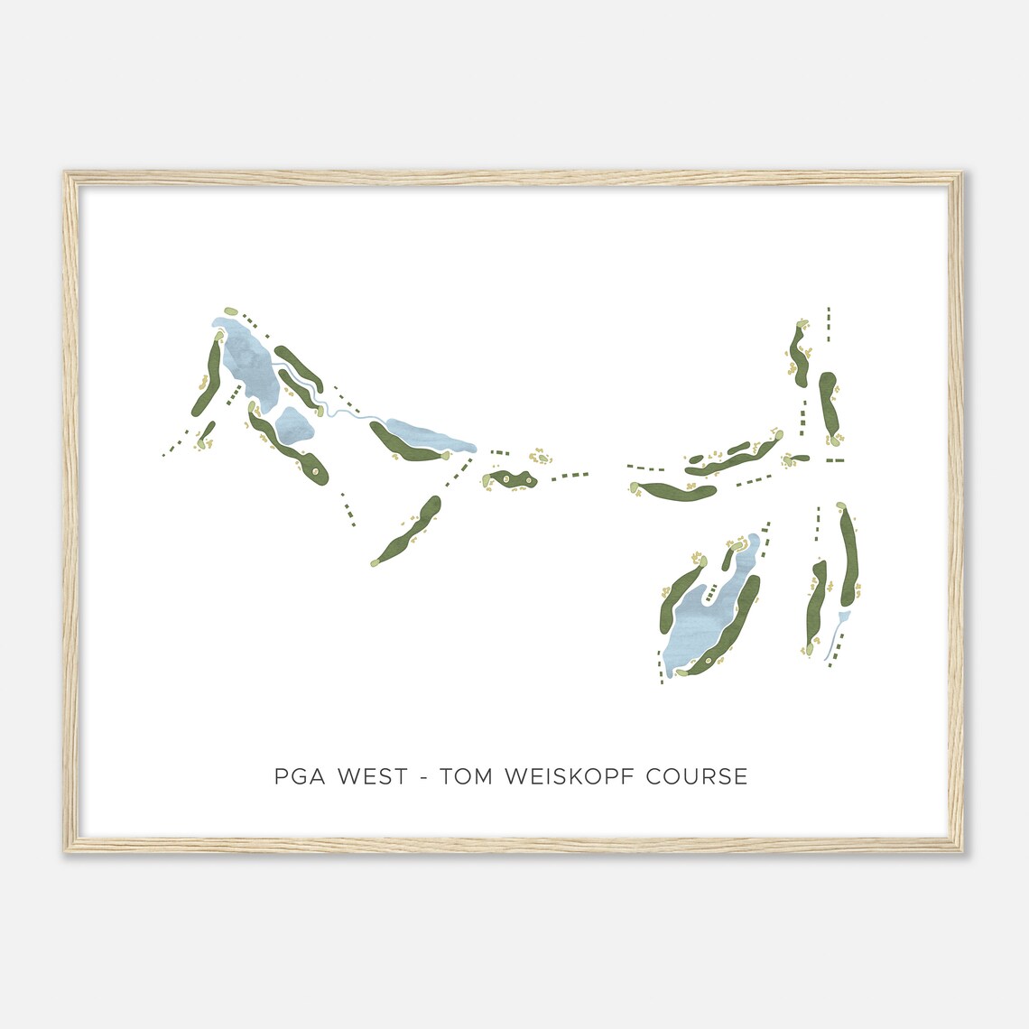 Pga West Tom Weiskopf Course California Modern Watercolor Map Golfer Gift Golf Wall Art Golf Poster Print Course Layout