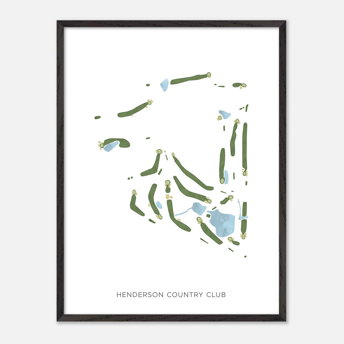 Henderson Country Club Kentucky Modern Minimal Watercolor Map Poster - Image 3