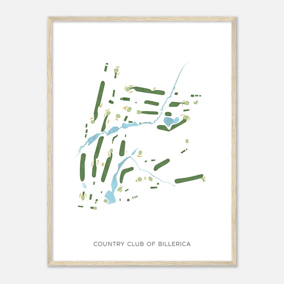 Country Club Of Billerica Massachusetts Modern Watercolor Map Golfer Gift Golf Wall Art Golf Poster Print Course Layout