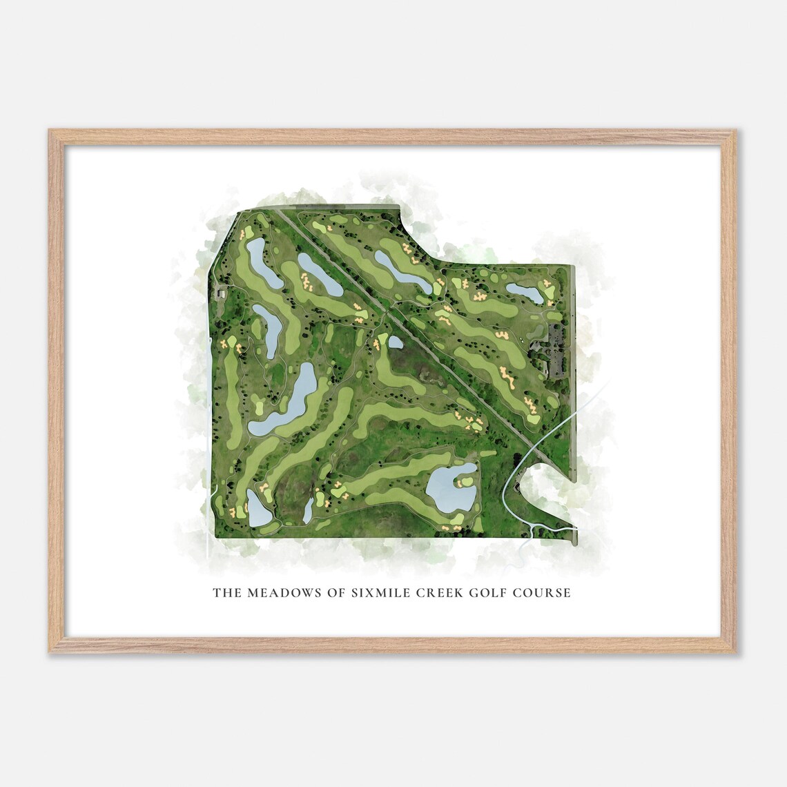 The Meadows of Sixmile Creek Golf Course Watercolor Aerial Map Poster