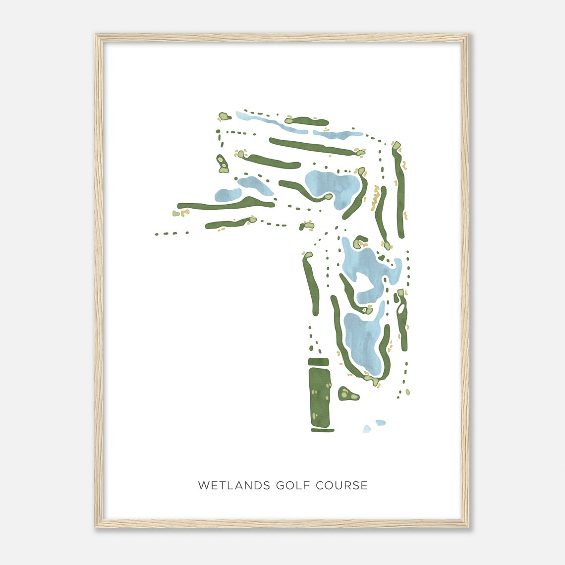 Wetlands Golf Course Louisiana Modern Watercolor Map Golf Poster