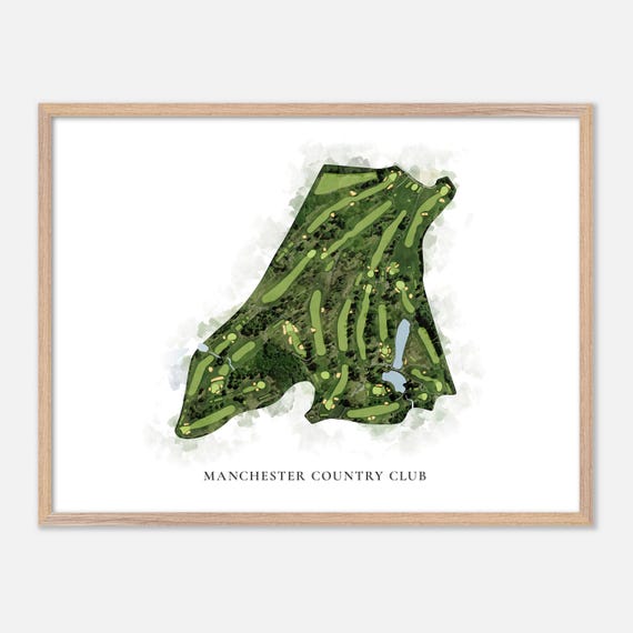 Manchester Country Club In Bedford New Hampshire Classic Watercolor Map Golfer Gift Golf Wall Art Golf Poster Print Course Layout