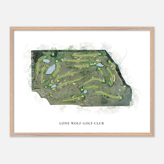 Lone Wolf Golf Club In Canada Classic Watercolor Map Golfer Gift Golf Wall Art Golf Poster Print Course Layout