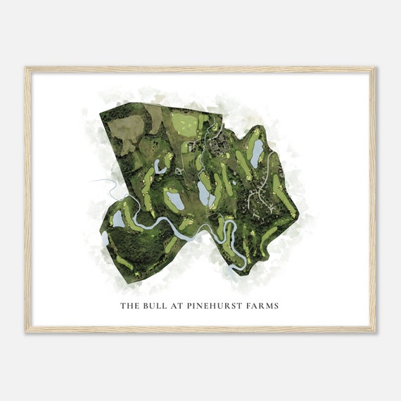 The Bull At Pinehurst Farms Wisconsin Classic Watercolor Map Golfer Gift Golf Wall Art Golf Poster Print Course Layout