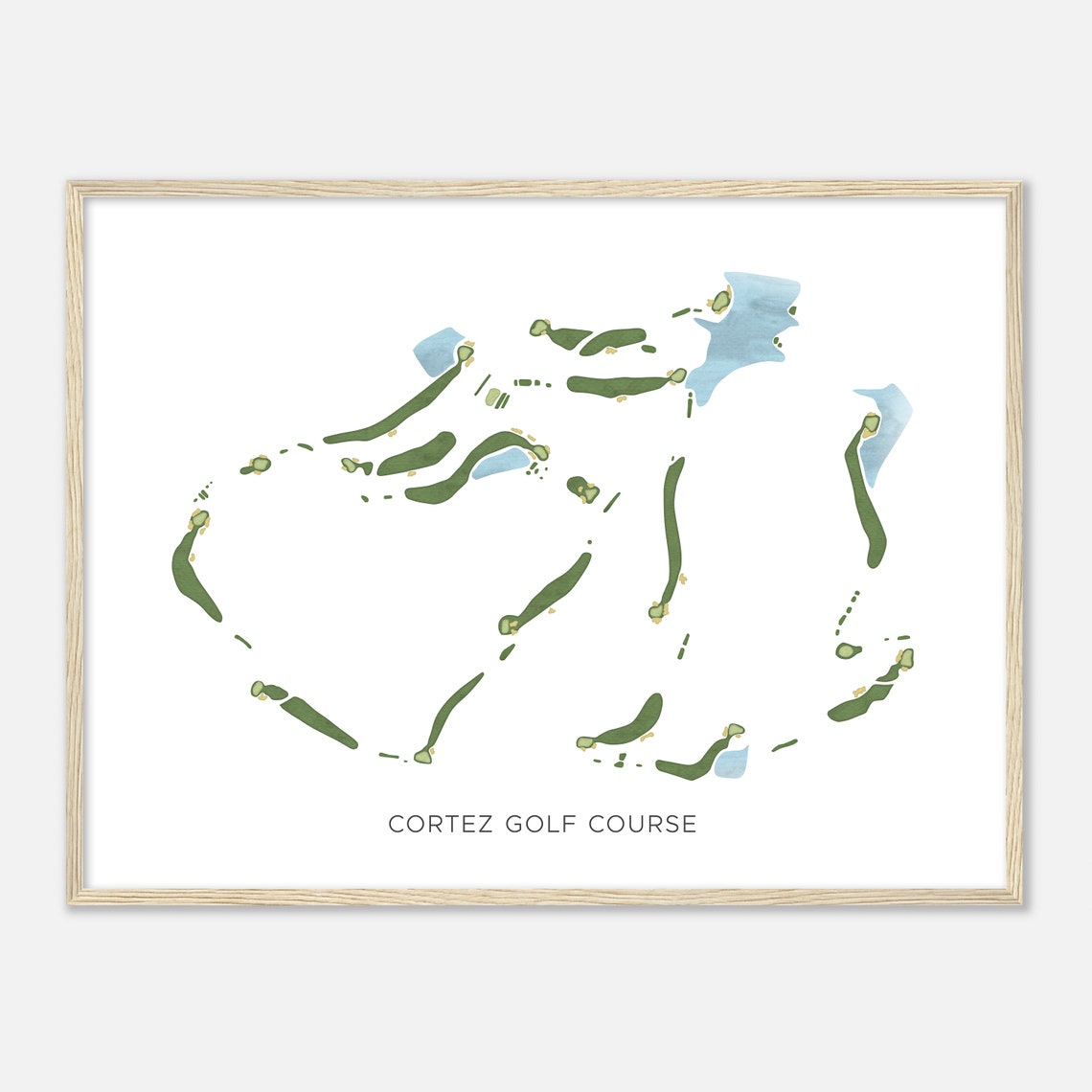 Cortez Golf Course Arkansas Modern Watercolor Course Map Poster