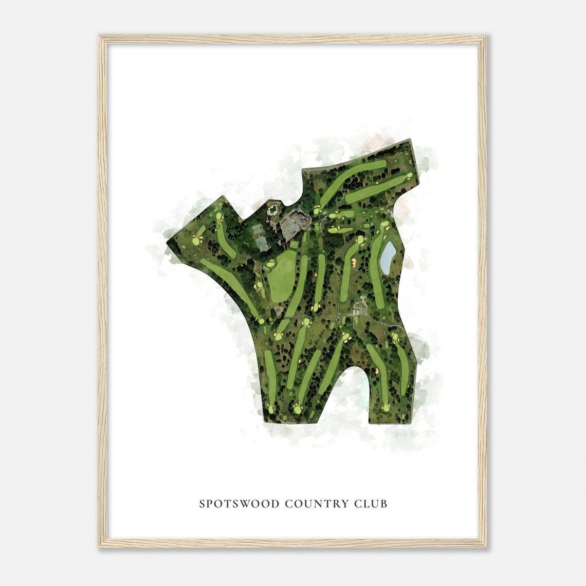 Spotswood Country Club Elegant Watercolor Aerial Course Map Art Poster