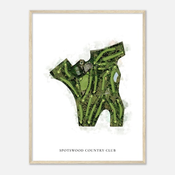 Spotswood Country Club Elegant Watercolor Aerial Course Map Art Poster