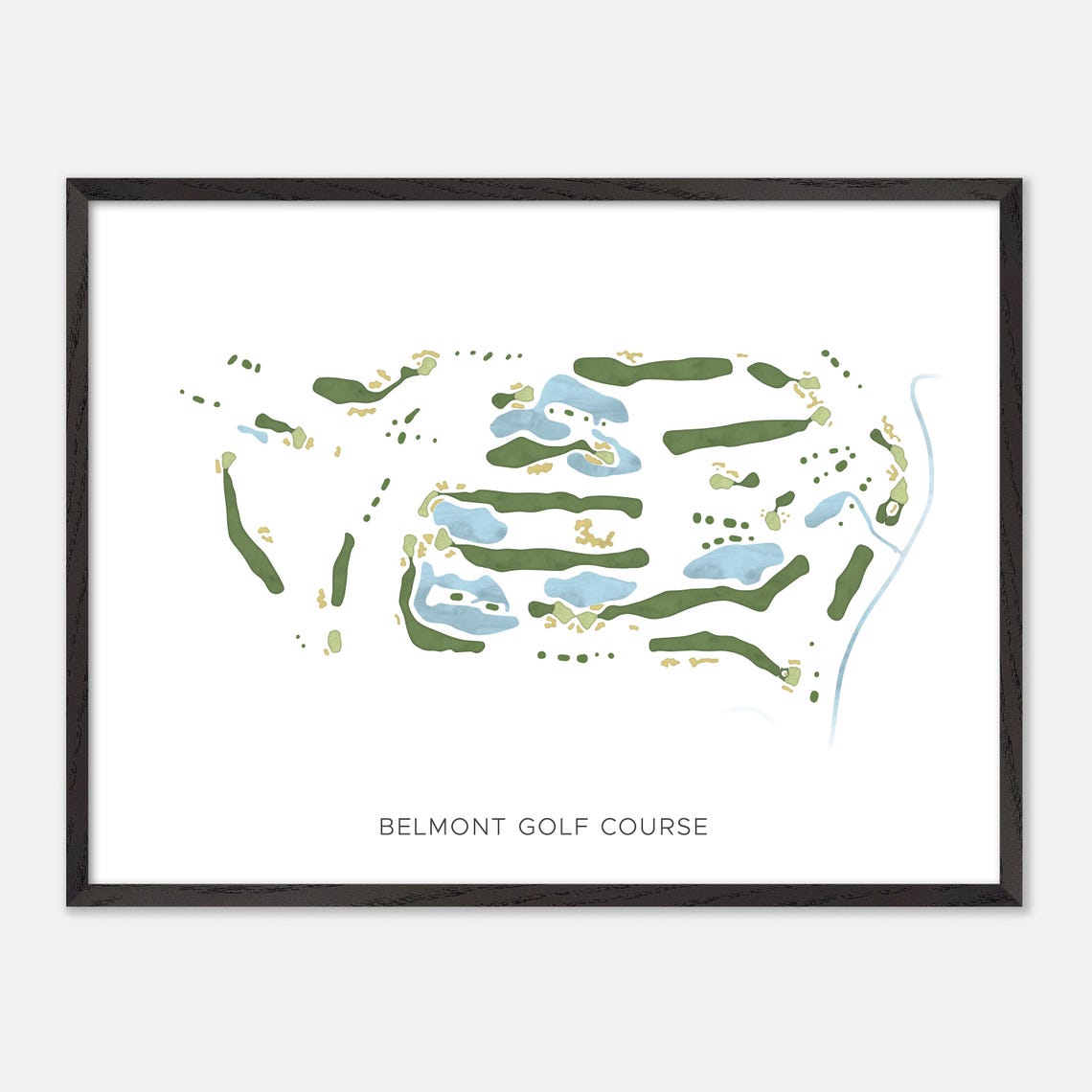 Belmont Golf Course Modern Minimalist Watercolor Golf Map Poster - Image 4