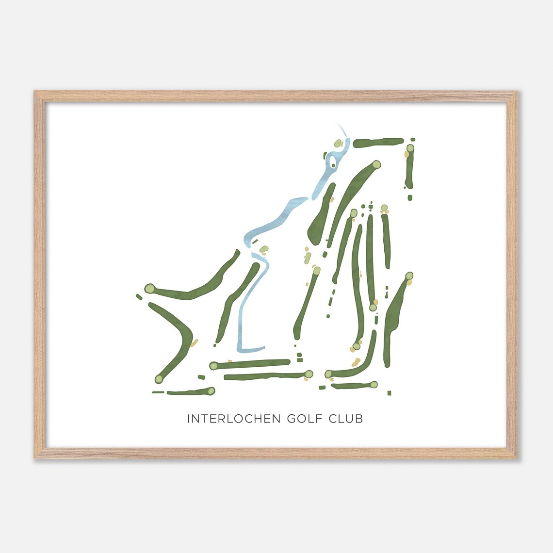 Interlochen Golf Club Interlochen Michigan Watercolor Course Map Poster
