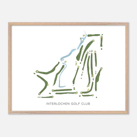 Interlochen Golf Club In Interlochen Michigan Modern Watercolor Map Golfer Gift Golf Wall Art Golf Poster Print Course Layout