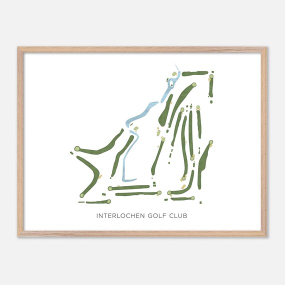 Interlochen Golf Club Interlochen Michigan Watercolor Course Map Poster