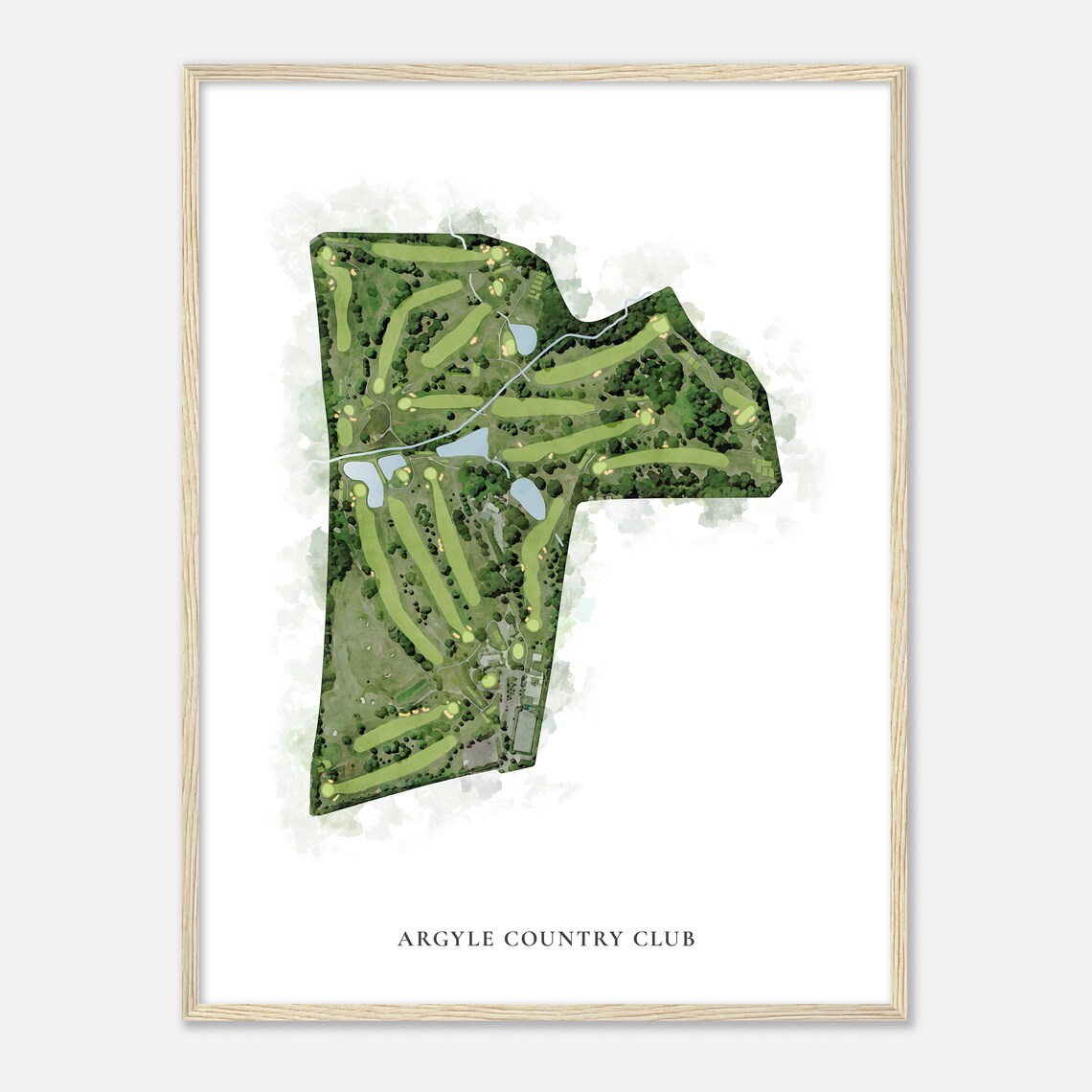 Argyle Country Club Maryland Classic Watercolor Course Map Poster - Image 2