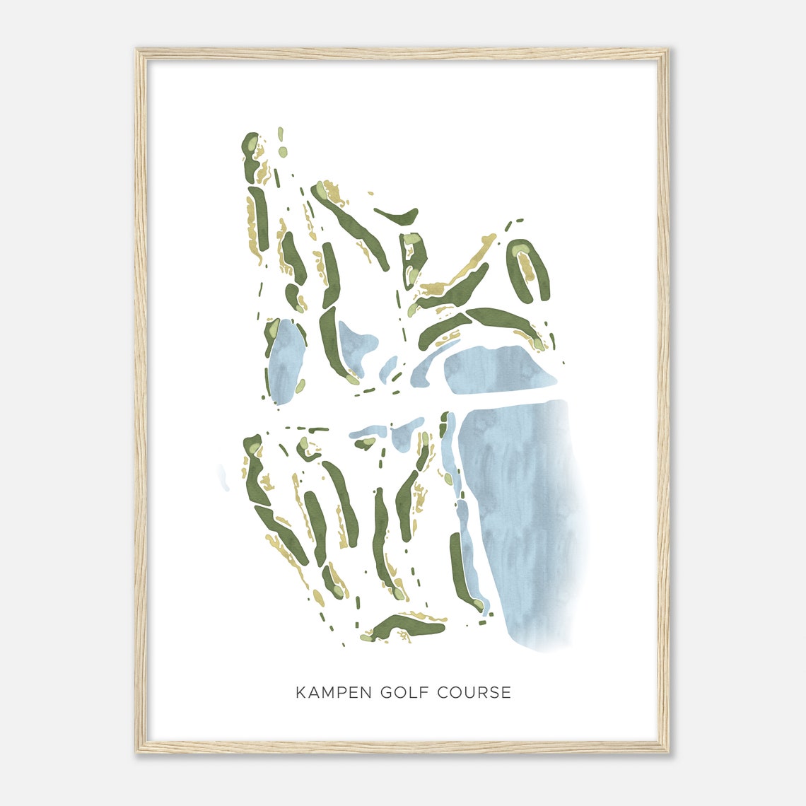 Kampen Golf Course Modern Watercolor Course Map Golfer Gift Poster