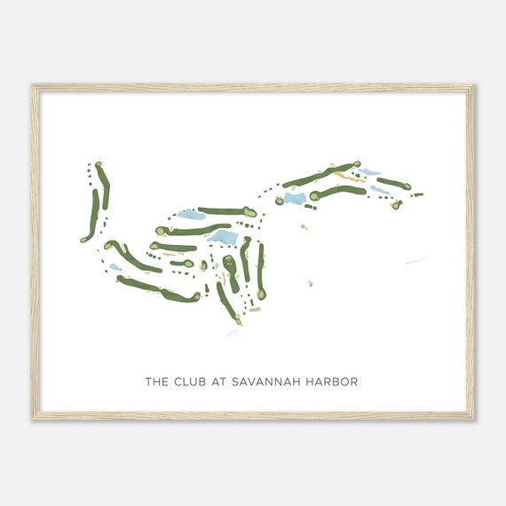 The Club At Savannah Harbor Georgia Modern Watercolor Map Golfer Gift Golf Wall Art Golf Poster Print Course Layout