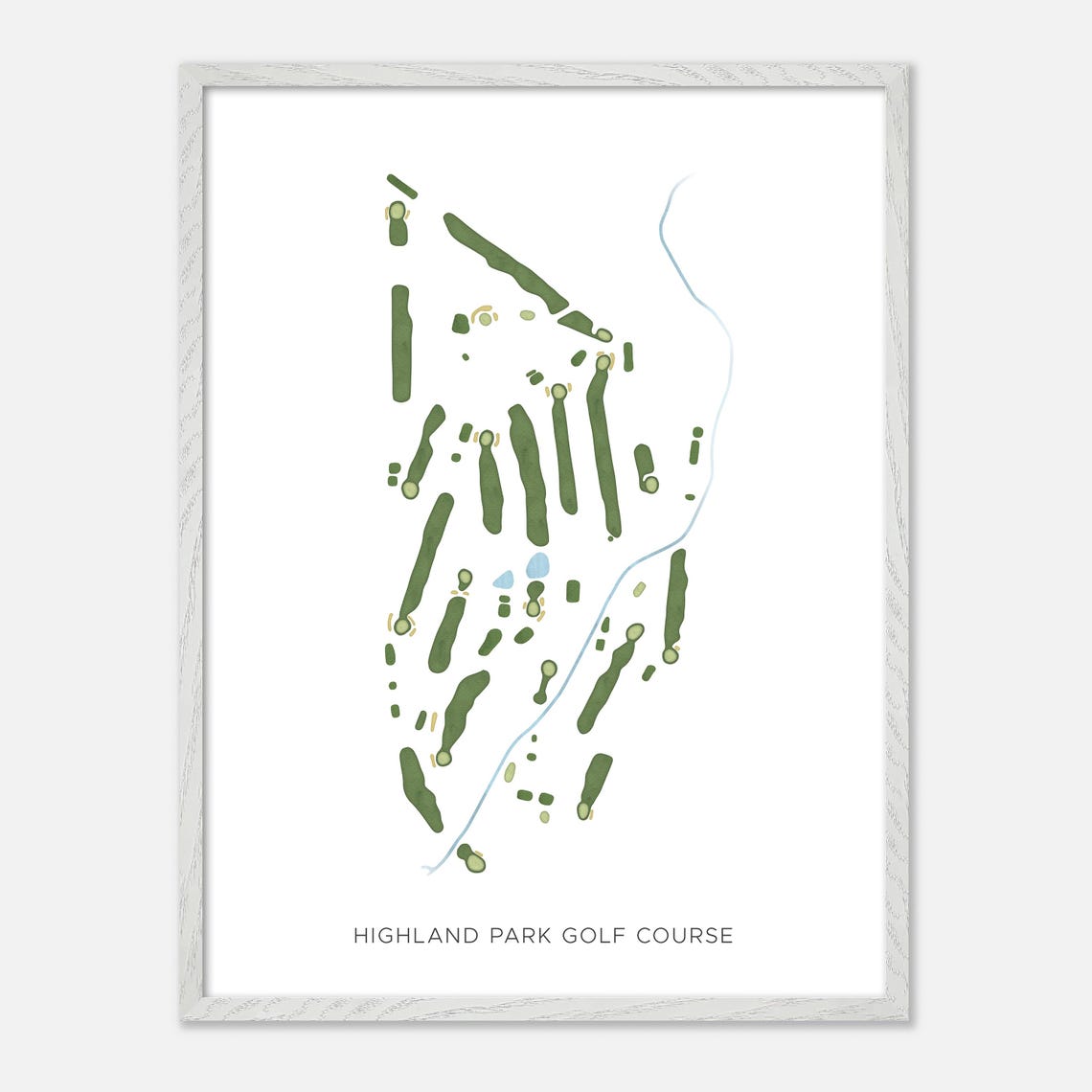 Highland Park Golf Course Modern Minimalist Fairway Map Poster - Image 2