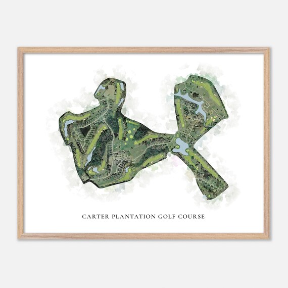 Carter Plantation Golf Course Watercolor Aerial Layout Map Poster