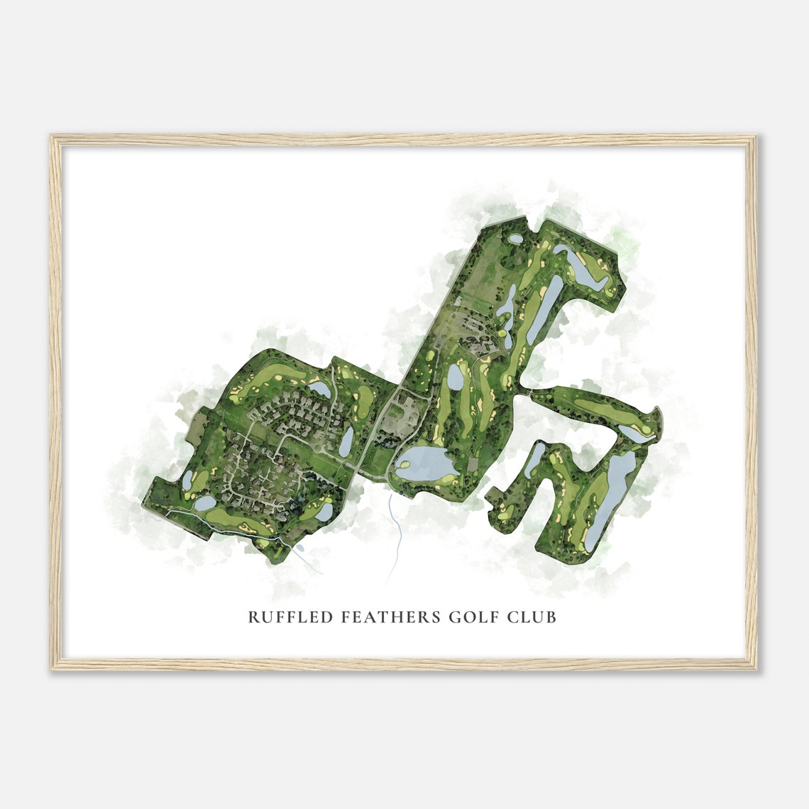 Ruffled Feathers Golf Club Illinois Watercolor Golf Course Map Poster - Image 2