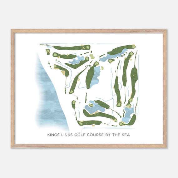 Kings Links Golf Course By The Sea In Canada Modern Watercolor Map Golfer Gift Golf Wall Art Golf Poster Print Course Layout