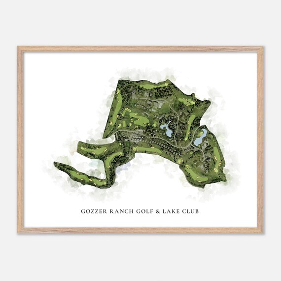 Gozzer Ranch Golf & Lake Club Harrison Idaho Classic Watercolor Golf Map Poster